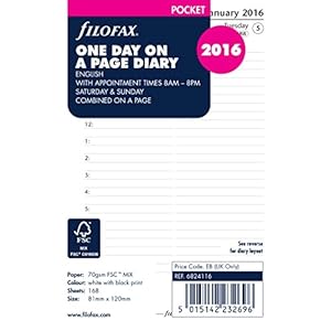 Filofax Pocket Jour par page anglais Agenda de rendez-vous pour 2016