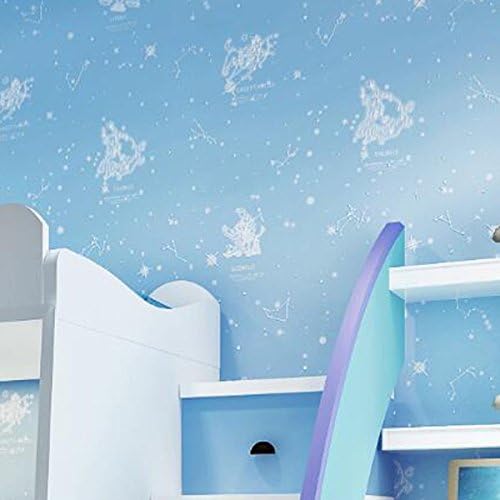WANGHH Fantasy Children Boys Girls Bedroom Wallpaper Constellation,Blue-10m*0.53m=5.3²m/Roll
