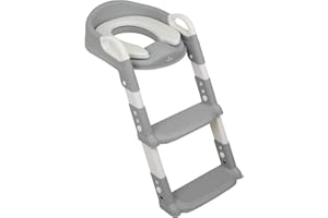 Toral Adaptador WC Niños con Escalera. Adaptador para Inodoro Plegable, Altura Ajustable con Asiento Acolchado. Reductor WC Niños con Asas y Base Antideslizante