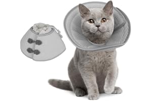 PetSmiler Halskrause Katze Weich - Katzen Halskrause Faltbaren Kragen Katze, Schutzkragen Katze Leichtgewicht Katzen Trichter, Katzenkragen Leckschutz Weich nach OP und Verletzungen, Grau S