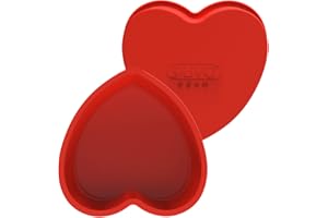SILIVO Silicone Heart Shaped Cake Tin, Love Heart Cake Tin 9 inch Set of 2, Heart Cake Mould 23 cm Diameter, Nonstick Heart Baking Tins