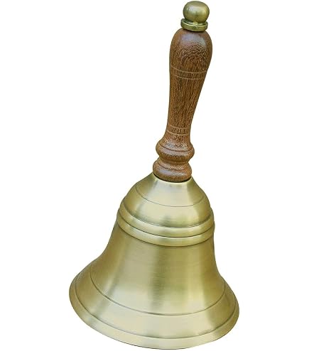 Campana In Ottone Massiccio Con Manico In Legno – Super Forte, Classica, Per Scuola, Matrimoni E Addestramento Animali