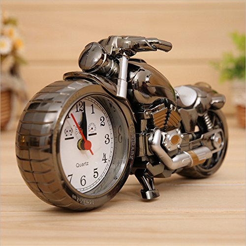 OFT Vintage Motorrad Alarm Clock Wecker Motorcycle Tischuhr Quartzuhr Standuhr (Oddiyana+gold) - 3
