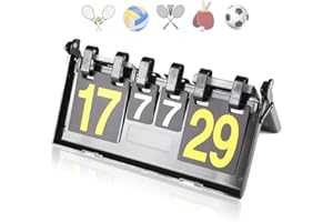 Honicemar Tabellone segnapunti sportivo pieghevole impermeabile Flip Sport Scoreboard portatile per segnapunti Competizioni sportive Calcio Tennis Rugby Ping pong Badminton e altro - Nero giallo