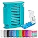 Produktbild WELLGRO® Tablettenbox für 7 Tage mit Tablettenschneider - je 4 Fächer pro Tag mit Tageszeiteinteilung - Farbe wählbar, Farbe:Türkis