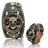 Easy Go Shopping Armbanduhr mit Totenkopf-Motiv, PU-Leder, Quarzuhrwerk für Jungen, Herren, S-wa-0613a
