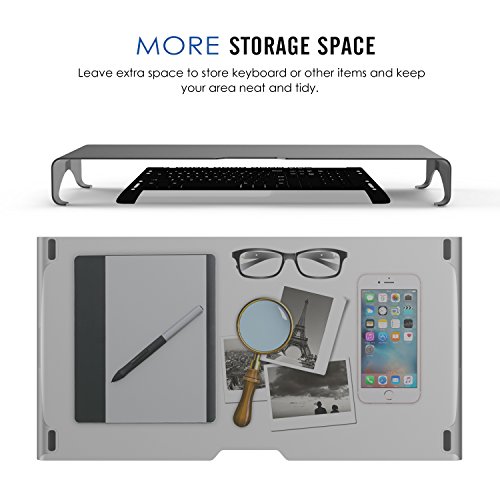 MoKo Monitor Ständer – Universal Aluminium Bildschirm Halter Halterung Stand mit Keyboard Storage für Monitor / Laptop / iMac / MacBook / PC Display, Schwarz (Maximales Gewicht bis zu 10kg) - 3