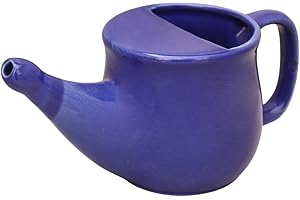ANCIENTIMPEX Neti-Topf aus Keramik, auslaufsicher, für die Nasenreinigung, mikrowellengeeignet (blau), Fassungsvermögen: 400 ml