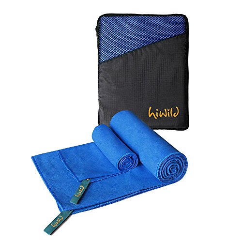 Mikrofaser Handtücher,HiWild leichtes, schnell trocknendes, saugfähiges Mikrofaser Handtuch für Reisen und Sport. Leichtes Tuch für den Strand, Fitnessraum, beim Camping, Schwimmen, Yoga (mit kostenlosem kleineren Handtuch)