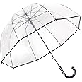 ThreeH Clear Bubble Umbrella Curved Handle Sturdy Plastic Transparent Dome 8 Ribs Auto Open Stick Umbrella