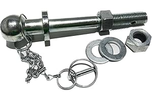 G.L.D. FORNITURE Perno traino a sfera per rimorchi diametro testa 50 mm, diametro perno 25mm, lunghezza 190 mm zincato bianco non omologato per trattore