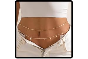Carufin Sequin Tassel Waist Chain Double Layer Body Chain Belly Chains Body Accessories Jewelry for Women and Girls