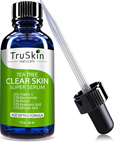 TruSkin Naturals Tea Tree Clear Skin Serum - Age-Defying formula for acne-prone skin with 20% Vitamin C, Retinol, Niacinamide, Salicylic Acid & Hyaluronic Acid for Clear, Soft, Radiant Skin (1 oz)