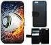 Produktbild Flip Cover Schutz Hülle Handy Tasche Etui Case für (Apple iPhone 5 / 5s, 1359 Fußball Fussball im Feuer Abstract)