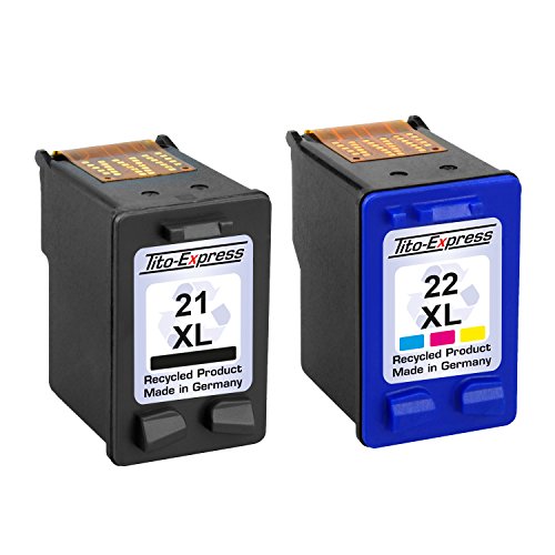 PlatinumSerie® Set 2x Druckerpatrone für HP-21 XL & HP-22 XL Deskjet F2180 F2210 F2212 F2214 F2224 F2235 F2240 F2250 - 2