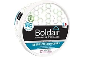 BOLDAIR - Gel destructeur d'odeur Neutre - Neutralise les odeurs - parfume - Produit gel solide - Multi application - durée 8 semaines - 300g - Fabrication française