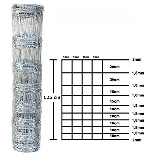 Wildzaun 50m 125cm Forstzaun Weidezaun Maschendraht Drahtzaun Knotengeflecht - 2