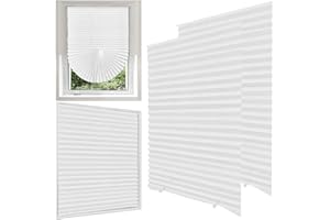 Jonuin 2 Pack Temporary Blinds, 60x150CM No Drill Stick on Blinds, Easy to Cut and Fit Self Adhesive Blind for Windows, Doors, Kitchen, Bathroom, Bedroom Blackout Thermal Privacy Protection (White)