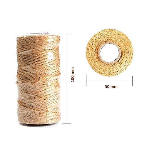 atpwonz Jute Bindfäden natur dick Jute-Schnur Jute Seil Bindfäden für Floristik, Geschenke, DIY Kunst, Handwerk, Dekoration, Bündelung, Garten und Recycling (braun, 100 m) - 7