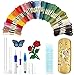 Produktbild Magie Stickerei Stift, Stickerei Pen Punch Nadel Gestickte Muster Punch Nadel Set Einschließlich 50 Farbe Threads für Einfädler DIY Nähen(Gold)