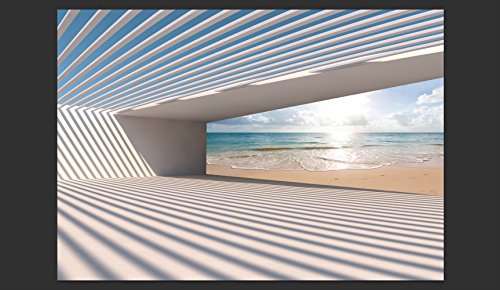 FOTOTAPETE 350×245 cm – VLIES TAPETE PREMIUM – PROFI QUALITÄT – Top moderne Wanddeko – Riesen Wandbild – Top Design Tapete – Neue exklusive Edition mit noch besser Druckauflösung – Deutsches Premium Vlies – Strand Natur Landschaft Meer Himmel Architektur c-B-0096-a-a - 2