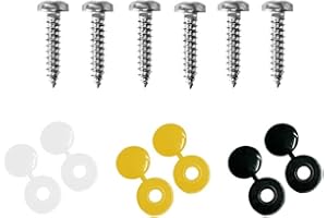 BEK-FIX® Number Plate Screws and Caps Set Car Number Plate Fixing Fitting Kit 6 Pack of Caps & Screws