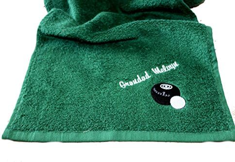 Personalised Bowls Towel ~ Embroidered Ball &amp; Jack Design, Green Cotton Towel, ADD A NAME