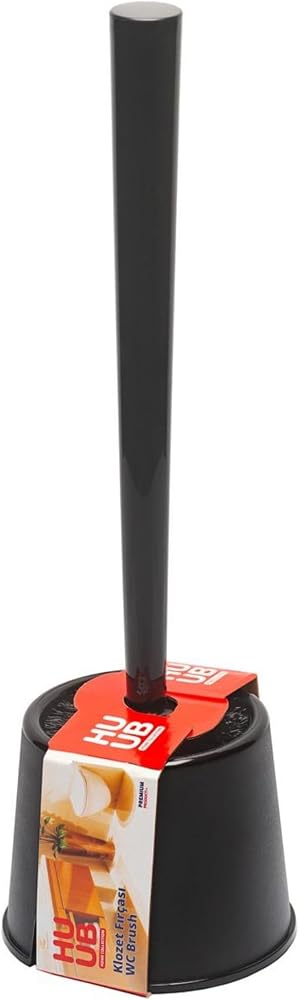 Huub hanger Plastik Tuvalet Fırçası, Mat Hazneli, Değiştirilebilir Başlıklı, Siyah Fırçalı, WC Fırçası (1, Siyah)