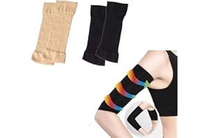 QUUPY - 2 Paia di Manicotti Dimagranti per Braccio, Perdita di Peso, Parte Superiore del Braccio, Aiuta a Perdere il Grasso (Nero + Colore della Pelle)