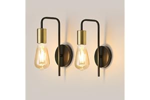 Osairous Lampada da parete 2 Pezzi, E27 Applique da Parete Industriale, Lampada a Muro Retrò in Ferro per Corridoio, Scale, Ingresso, Camera da letto (Senza Lampadina)