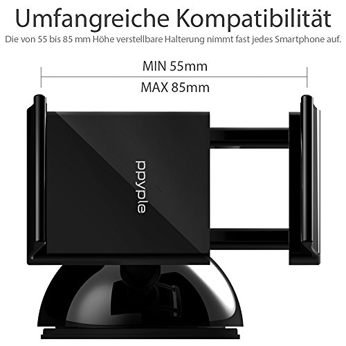 Original PPYPLE DASH-N5 universale KFZ Handyhalterung Car holder mit Kugelgelenk fÃ¼r Armaturenbrett oder Windschutzscheibe (von 55 bis 85 mm) fÃ¼r Handy, Smartphone, Phablet, NavigationsgerÃ¤te usw.