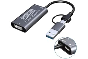 USB 3.0 Video Capture Card with 100W PD - HDMI to USB-A/C Capture Card 1440P 30fps & 1080P 60fps Video Capture Device for Streaming, Game Recording, Compatible with Quest 3, Switch, PS4/PS5