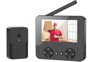 TKMARS Sonnette sans Fil avec Caméra et Écran 1080P, Interphone Vidéo Bidirectionnel,Visiophone sans Fil, Vision Nocturne, Portier Vidéo sans WiFi ni Application sans Abonnement Noir