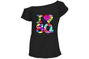 Zeetaq Ladies I Love The 80's T-Shirt Fancy Dress Costume Neon Festival Women's Outfit UK Size 8-26