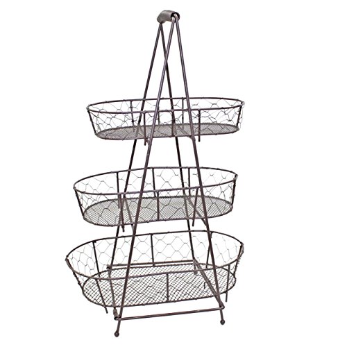 Etagere aus Metall mit 3 Körben für Obst & Gemüse – Shabby Landhaus Vintage - 3
