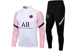 JIEAGY Parigi Jersey Tuta di Formazione A Maniche Lunghe Giacca Primavera e Autunno Giacca Tuta Calcio Uniforme Personalizzato PSG Uomini Donna(s-Small,White Pink)