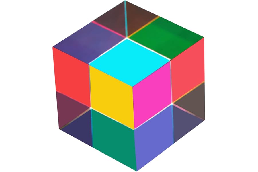 ZhuoChiMall CMY Mixing Colour Cube, 60mm (2.36 inch) Acrylic Color Prism Cube, CMYcube for Home or Office décor, STEM/STEAM Desktop Physics Toys, Science Learning Educational Gift for Kids