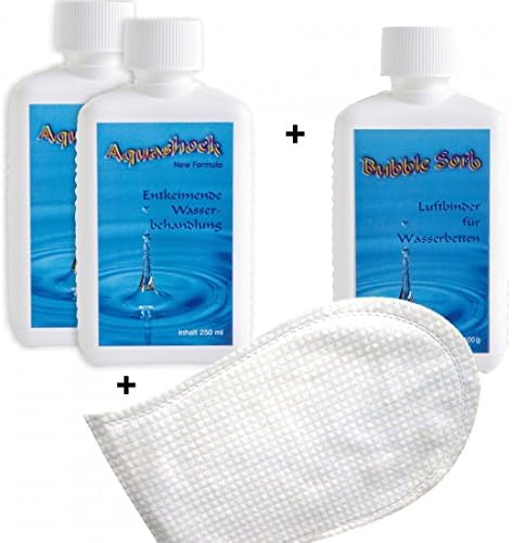 Aqua Shock Water Steriliser By Knitter 2 x 250 Ml and 400 Grams Plus 1 Care Glove Binder Top Bubble Air Free