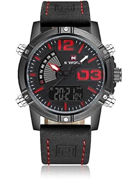 Qingmei Herren Sport Uhren Fashion Luxus Wasserdicht Military Uhren Quarz Digital Leder Armbanduhr