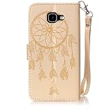 TOYYM Tasche Hülle für Samsung Galaxy A5 2016,Flip Schutzhülle Zubehör PU Leder Handytasche 3D Gold Traumfänger Muster Design im Bookstyle mit Ständerfunktion[Stand Feature] Kartenfächer für Samsung Galaxy A5 2016/A510 Leder Cover - 3
