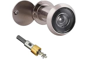 FUNNYTEK Messing Türspion mit Sichtschutz 220° Weitwinkel Optische Glaslinsen Bohrloch Durchmesser 16mm Messing Spion mit Lochbohrer mit Bohrer Einstellbare Länge Türspion für 35-60mm Dicke Türen