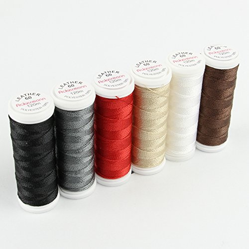 ACKERMANN® Leather Nähgarnset Farben Mix Stärke 60, 6x 120m, Garn für Leder, Markengarn - 4