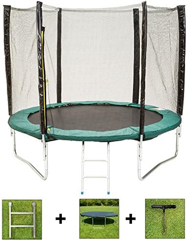 AirBounce 6ft/8ft/10ft/12ft/14ft/16ft/7 x10ft/ 8x12ft Round and Rectangular Trampolines - with Free Safety Enclosure, Ladder, Weather Cover and Spring Tension Tool (6ft Green)