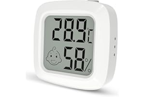 PITASHA Termómetro Higrómetro Digital de interior Mini, Medidor de Temperatura para Medición de Temperatura y Humedad del Casa Ambiente, con ℃/℉ seleccionable, parte posterior magnética (blanco - 1 pieza)