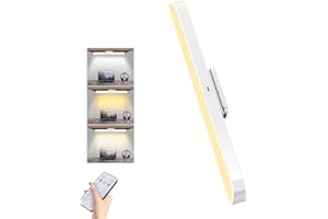 VLIO LED Under Cabinet Kitchen Lights, Dimmable 3 Colors Magnetic Wireless Light, Remote Touch Control, USB Rechargeable Battery Under Counter Lights for Cupboard, Wardrobe, Mirror, Shelf (White 1 Pack)