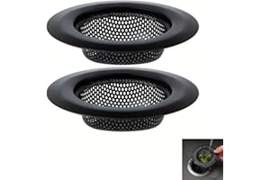 IMAXWAVE Pack de 2 Coladores de Fregadero de Acero Inoxidable (7.2 cm), Filtro para Desagüe de Cocina y Baño, Evita Atascos y Facilita la Limpieza, Colador Universal, Multiuso, Negro