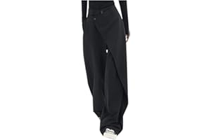 KBOPLEMQ Pantaloni da donna eleganti, a vita alta, per il tempo libero, casual, estivi, per ufficio, lavoro, estate, business, feste, con bottone irregolare
