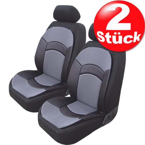 Preisvergleich Produktbild 2x Sitzauflage Sitzschoner Sitzbezug Milano Schwarz / Grau