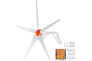 VEVOR Generatore Eolico 500 W, Direzione Regolabile Velocità del Vento Iniziale 2,5 m/s Adatto per Casa Fattoria Camper Barche, Kit Turbina Eolica 12 V Generatore Eolico 5 Pale con Controllo