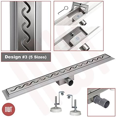 1000mm x 70mm Stainless Steel Rectangular Wetroom Drainage Gully - Shower Drain Design 3